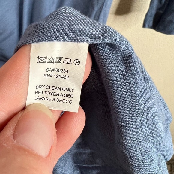 Halston Heritage Sheath Dress Sz 2 Blue Ruched 3/4 Sleeve Scoop Neck Silk Blend - Picture 6 of 13